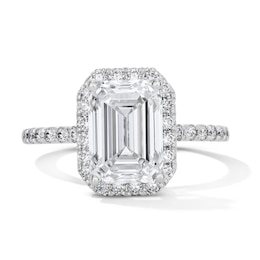 3-1/2 CT. T.W. Emerald-Cut Certified Lab-Grown Diamond Frame Engagement Ring in 14K White Gold (F/VS2)