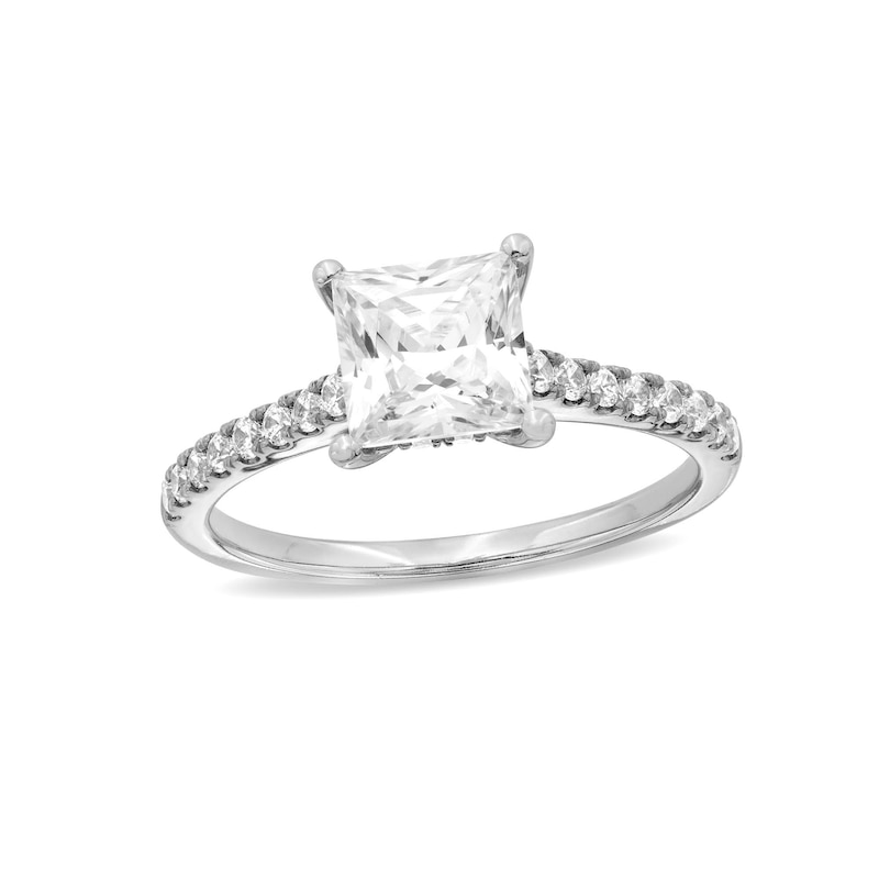 Main Image 1 of 1-3/4 CT. T.W. Princess-Cut Certified Lab-Grown Diamond Engagement Ring in 14K White Gold (F/VS2)