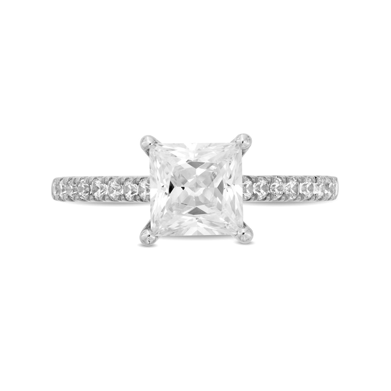 Main Image 4 of 1-3/4 CT. T.W. Princess-Cut Certified Lab-Grown Diamond Engagement Ring in 14K White Gold (F/VS2)