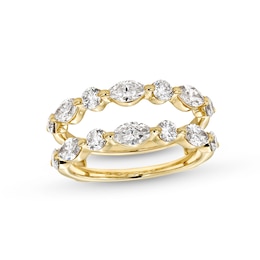 1-1/2 CT. T.W. Marquise and Round Certified Lab-Grown Diamond Alternating Solitaire Enhancer in 14K Gold (F/VS2)