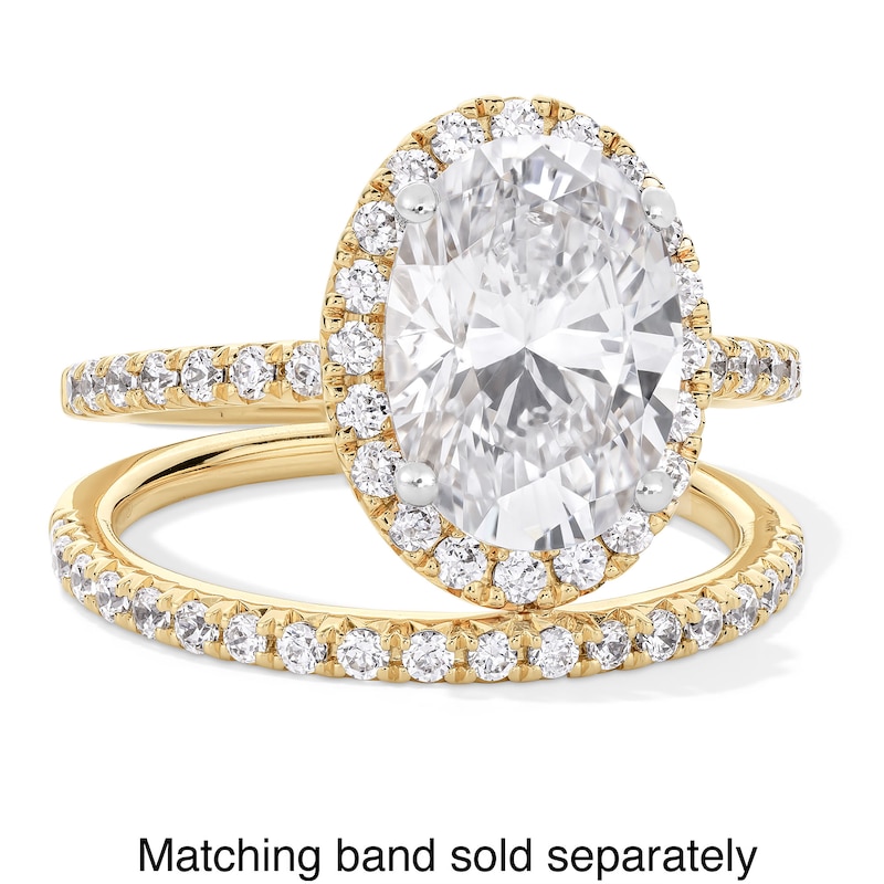 Main Image 3 of 3-1/2 CT. T.W. Oval Certified Lab-Grown Diamond Frame Engagement Ring in 14K Gold (F/VS2)
