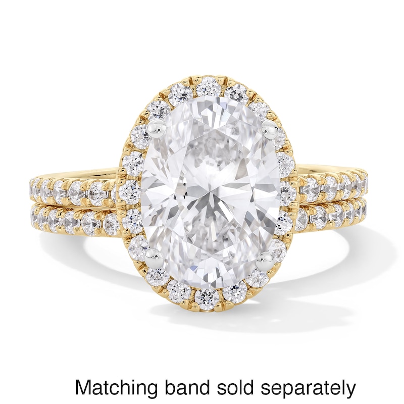 Main Image 4 of 3-1/2 CT. T.W. Oval Certified Lab-Grown Diamond Frame Engagement Ring in 14K Gold (F/VS2)
