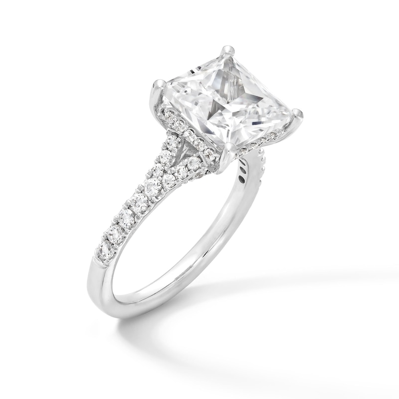 Main Image 2 of 4-1/2 CT. T.W. Princess-Cut Certified Lab-Grown Diamond Split Shank Engagement Ring in 14K White Gold (F/SI2)