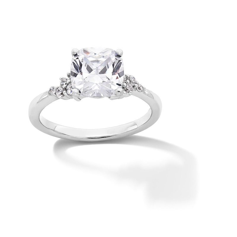 Main Image 1 of 2-1/4 CT. T.W. Cushion-Cut Certified Lab-Grown Diamond Scatter Engagement Ring in 14K White Gold (F/VS2)