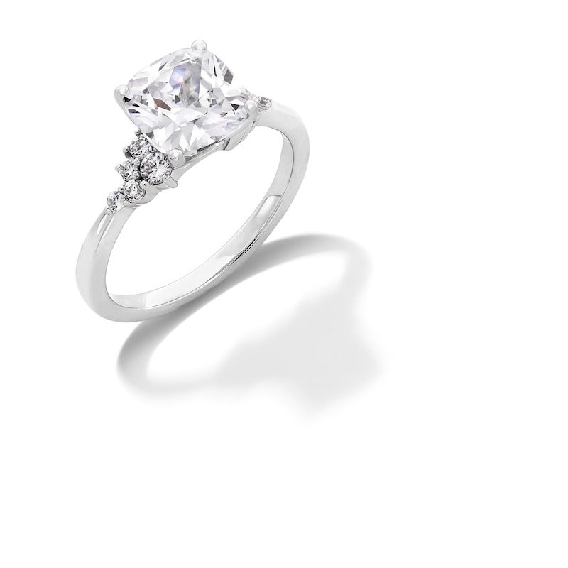 Main Image 3 of 2-1/4 CT. T.W. Cushion-Cut Certified Lab-Grown Diamond Scatter Engagement Ring in 14K White Gold (F/VS2)