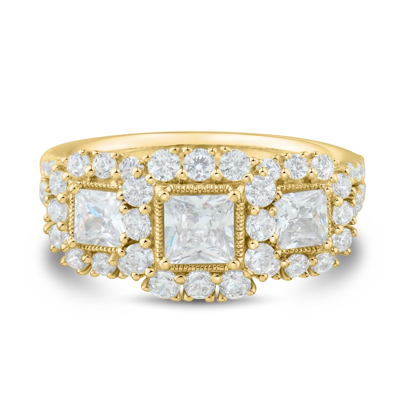Main Image 2 of 2 CT. T.W. Princess-Cut Diamond Frame Past Present Future® Split Shank Engagement Ring in 14K Gold