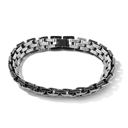 10.0mm Multi-Row Link Bracelet in Solid Stainless Steel with Black Ion Plate - 8.5”