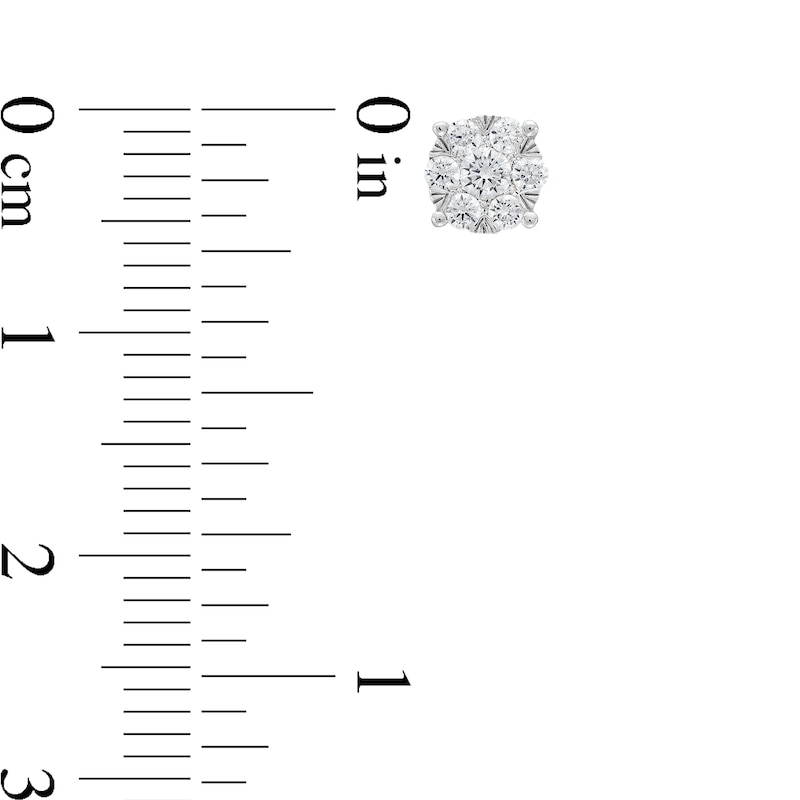 Main Image 3 of 1/3 CT. T.W. Multi-Diamond Stud Earrings in 10K White Gold