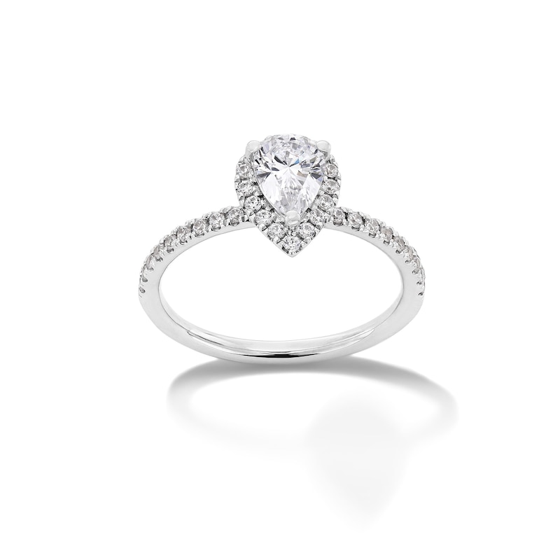 Main Image 1 of 1 CT. T.W. Pear-Shaped Certified Lab-Grown Diamond Frame Engagement Ring in 14K White Gold (F/VS2)