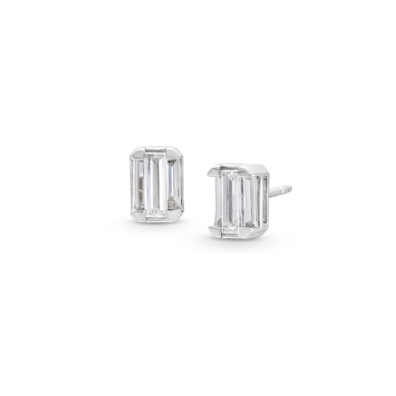 Main Image 1 of 1/2 CT. T.W. Emerald-Shaped Lab-Grown Multi-Diamond Stud Earrings in Sterling Silver (I/SI2)