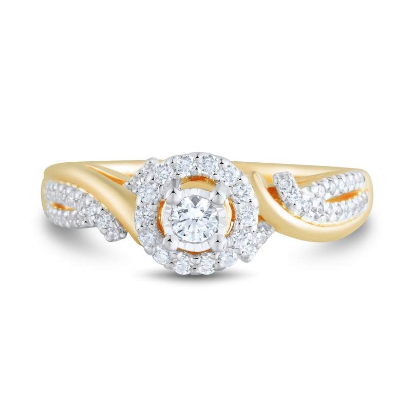 Main Image 2 of 1/3 CT. T.W. Diamond Frame Bypass Shank Engagement Ring in 10K Gold