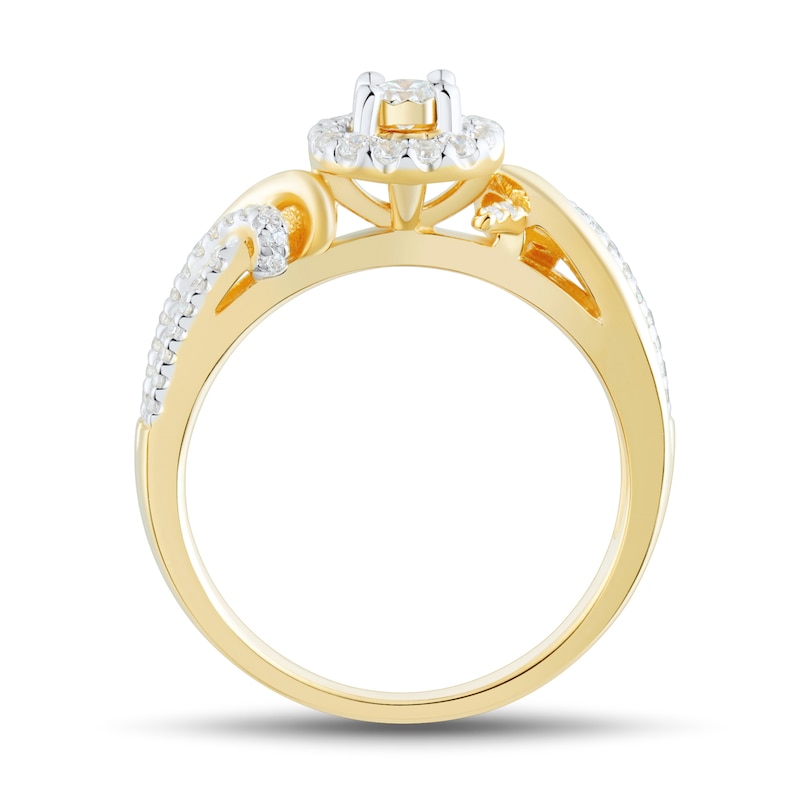 Main Image 3 of 1/3 CT. T.W. Diamond Frame Bypass Shank Engagement Ring in 10K Gold