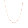 Thumbnail Image 1 of Pink Enamel Rice Bead Station Chain Necklace in Solid 14K Gold