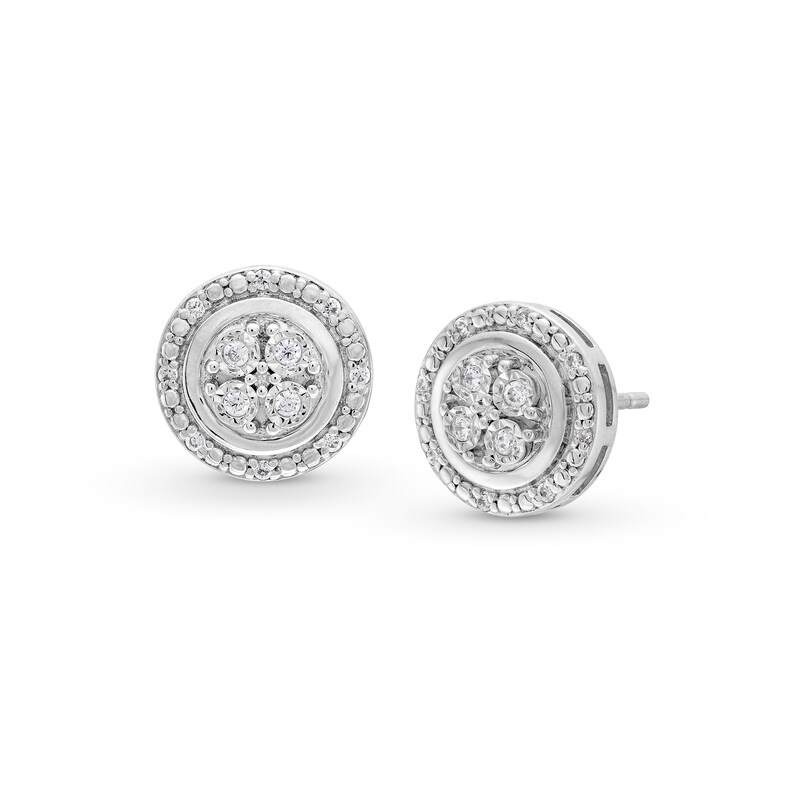 Main Image 1 of 1/10 CT. T.W. Multi-Diamond Frame Stud Earrings in Sterling Silver