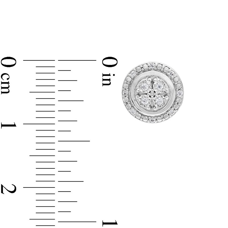 Main Image 3 of 1/10 CT. T.W. Multi-Diamond Frame Stud Earrings in Sterling Silver