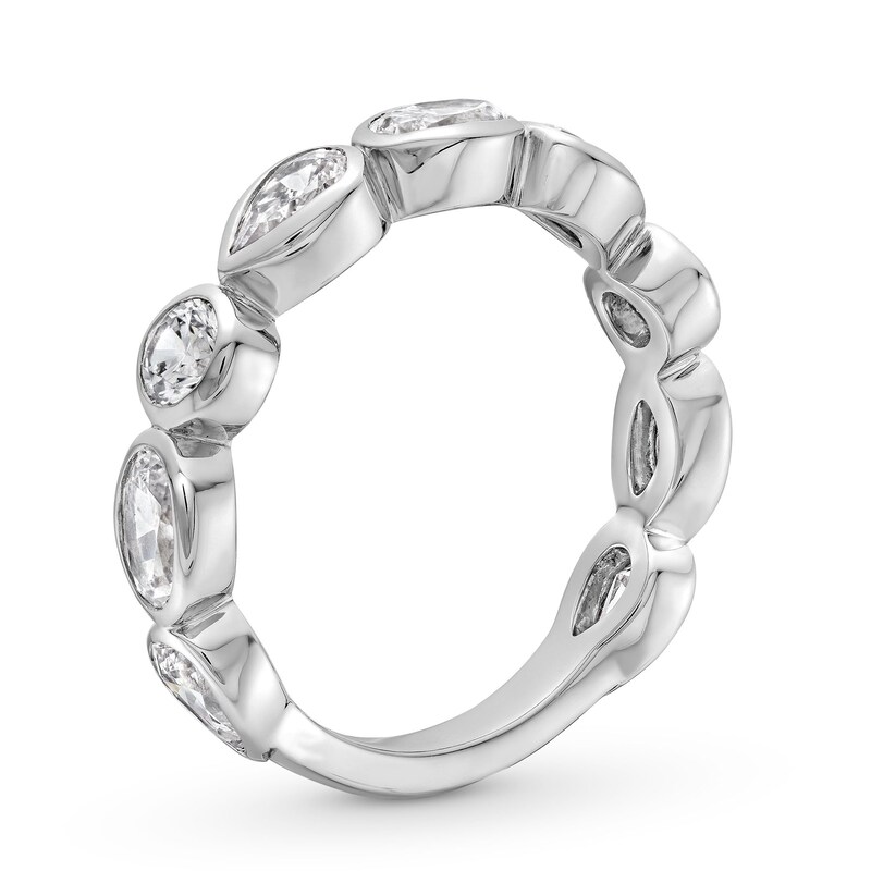 Main Image 3 of 1-1/2 CT. T.W. Multi-Shaped Certified Lab-Grown Diamond Bezel-Set Anniversary Band in 14K White Gold (F/VS2)