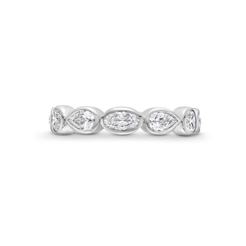 Main Image 4 of 1-1/2 CT. T.W. Multi-Shaped Certified Lab-Grown Diamond Bezel-Set Anniversary Band in 14K White Gold (F/VS2)