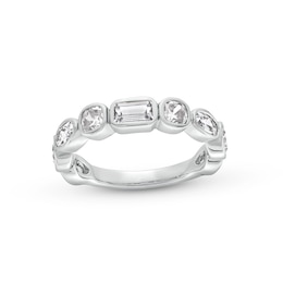 2 CT. T.W. Multi-Shaped Certified Lab-Grown Diamond Bezel-Set Anniversary Band in 14K White Gold (F/VS2)