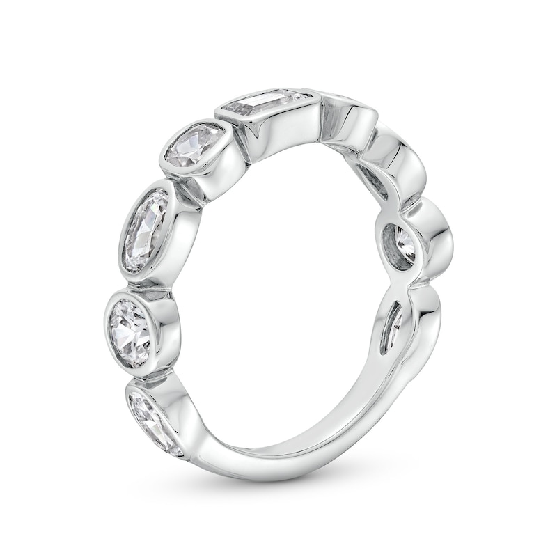 Main Image 3 of 2 CT. T.W. Multi-Shaped Certified Lab-Grown Diamond Bezel-Set Anniversary Band in 14K White Gold (F/VS2)