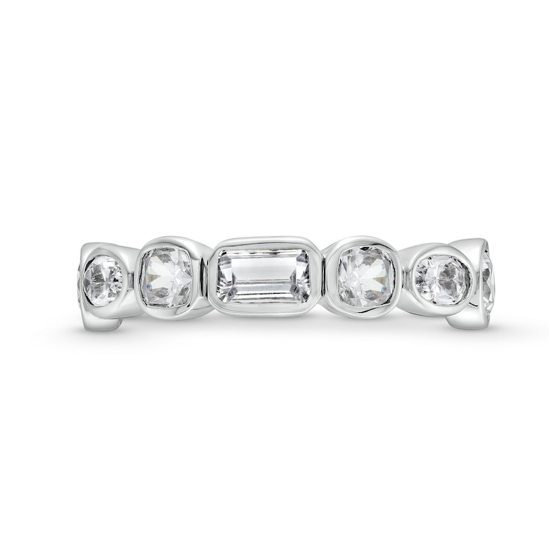 Main Image 4 of 2 CT. T.W. Multi-Shaped Certified Lab-Grown Diamond Bezel-Set Anniversary Band in 14K White Gold (F/VS2)