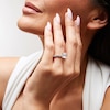 Thumbnail Image 2 of 3-3/4 CT. T.W. Emerald-Cut Certified Lab-Grown Diamond Alternating Shank Engagement Ring in 14K White Gold (F/VS2)