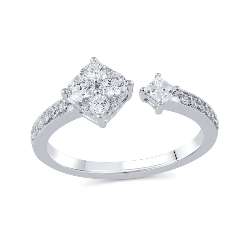 Main Image 1 of 1/2 CT. T.W. Multi-Diamond Open Shank Ring in 10K White Gold