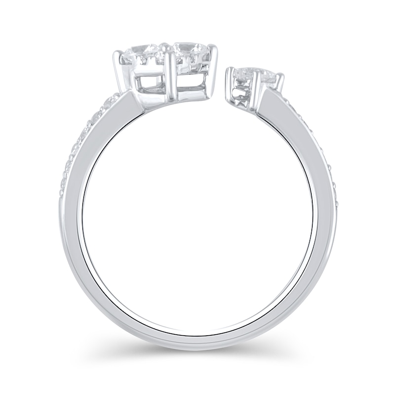 Main Image 2 of 1/2 CT. T.W. Multi-Diamond Open Shank Ring in 10K White Gold