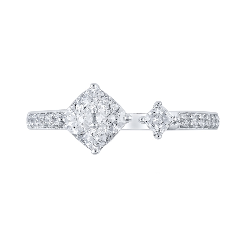 Main Image 3 of 1/2 CT. T.W. Multi-Diamond Open Shank Ring in 10K White Gold