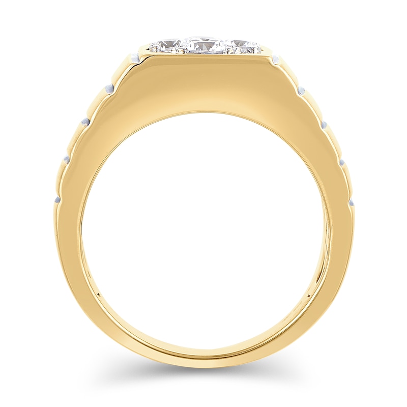 Main Image 2 of 1 CT. T.W. Multi-Diamond Square-Top Ribbed Shank Ring in 14K Two-Tone Gold