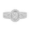 Thumbnail Image 4 of 1 CT. T.W. Oval Multi-Diamond Frame Split Shank Engagement Ring in 14K White Gold
