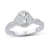Thumbnail Image 3 of 1-1/8 CT. T.W. Oval Multi-Diamond Frame Twist Shank Bridal Set in 14K White Gold