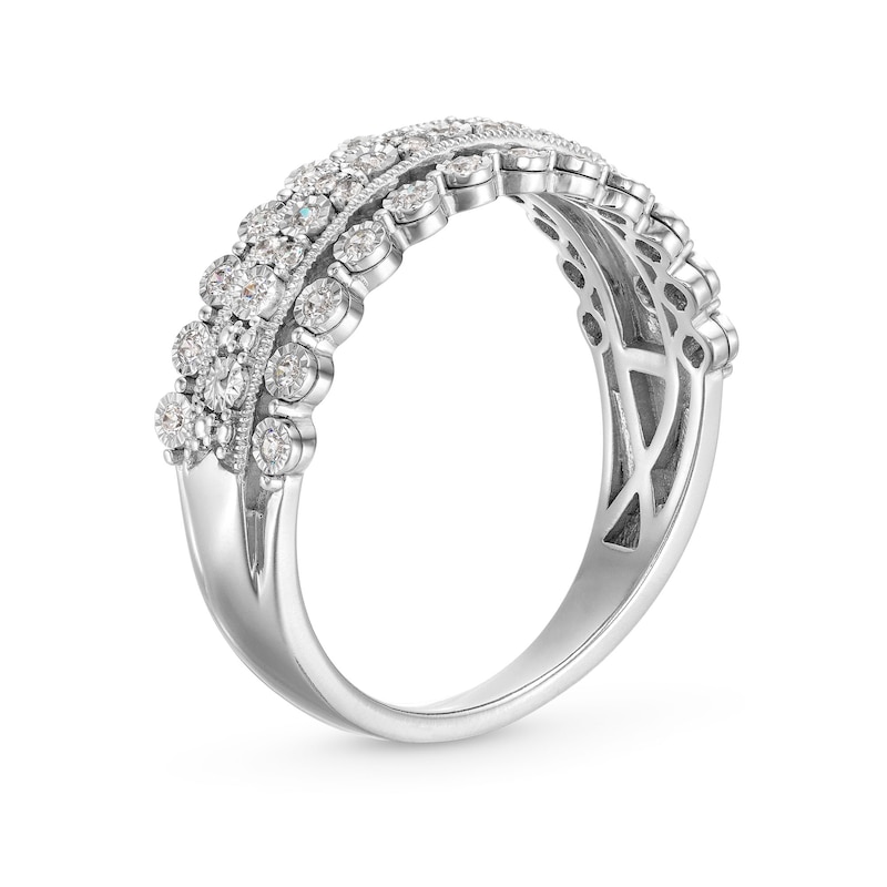 Main Image 2 of 1/4 CT. T.W. Diamond Multi-Row Vintage-Style Anniversary Band in 10K White Gold