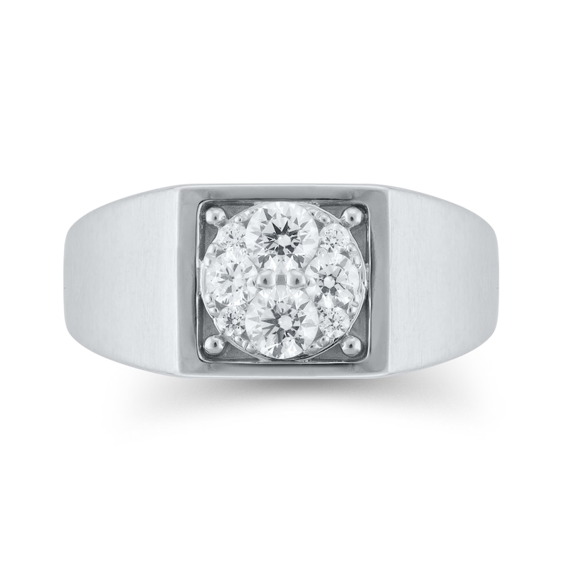 Main Image 3 of 1 CT. T.W. Multi-Diamond Square-Top Ring in 14K White Gold