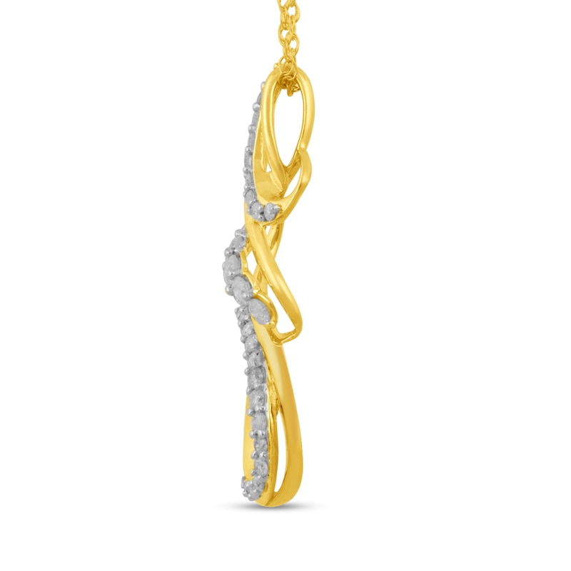Main Image 2 of 1/4 CT. T.W. Diamond Cascading Swirl Drop Pendant in 10K Gold