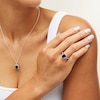 Thumbnail Image 2 of Emerald-Cut Blue and White Lab-Created Sapphire Frame Pendant and Ring Set in Sterling Silver - Size 7