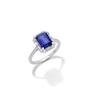 Thumbnail Image 3 of Emerald-Cut Blue and White Lab-Created Sapphire Frame Pendant and Ring Set in Sterling Silver - Size 7