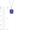 Thumbnail Image 4 of Emerald-Cut Blue and White Lab-Created Sapphire Frame Pendant and Ring Set in Sterling Silver - Size 7
