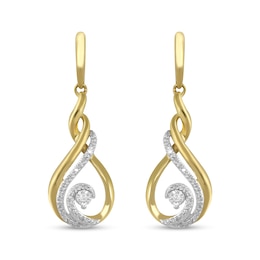 1/10 CT. T.W. Diamond Cascading Open Wave Drop Earrings in Sterling Silver with 14K Gold Plate