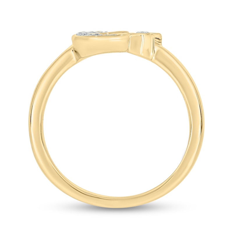 Main Image 3 of Diamond Accent Crescent Moon and Star Open Shank Ring in Sterling Silver with 14K Gold Plate