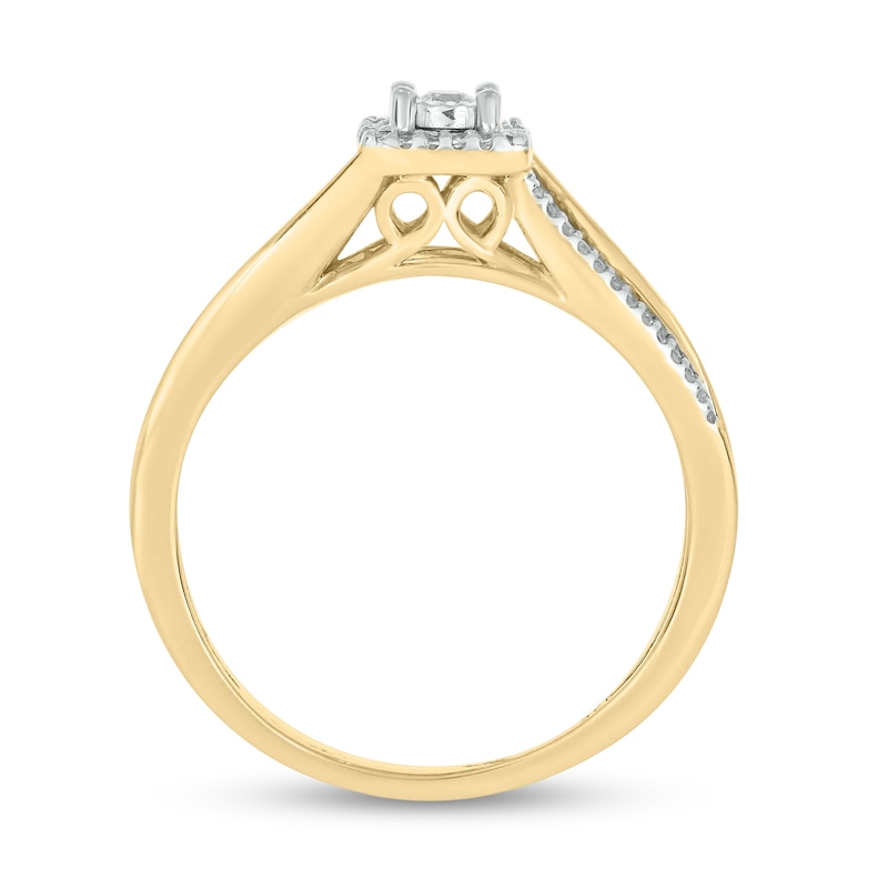 Main Image 3 of 1/10 CT. T.W. Diamond Square Frame Split Shank Ring in 10K Gold