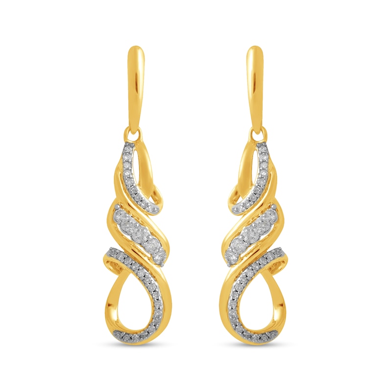 Main Image 2 of 1/4 CT. T.W. Diamond Cascading Swirl Drop Earrings in 10K Gold