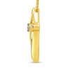 Thumbnail Image 2 of 1/10 CT. T.W. Diamond Ribbon Overlay Cross Pendant in Sterling Silver with 14K Gold Plate