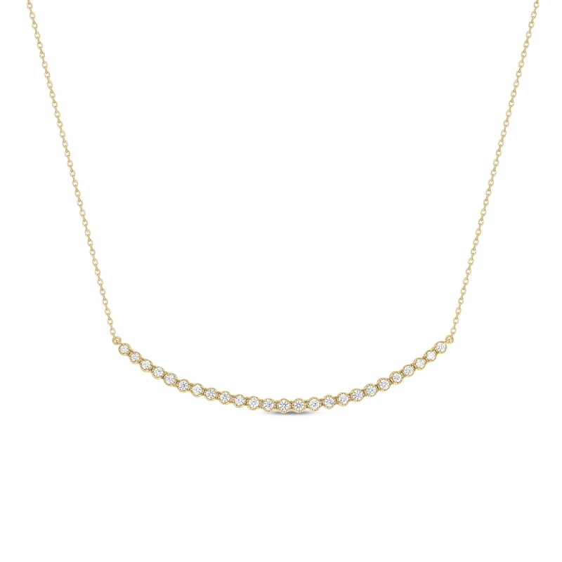 Main Image 1 of 1 CT. T.W. Diamond Curved Bar Necklace in 10K Gold