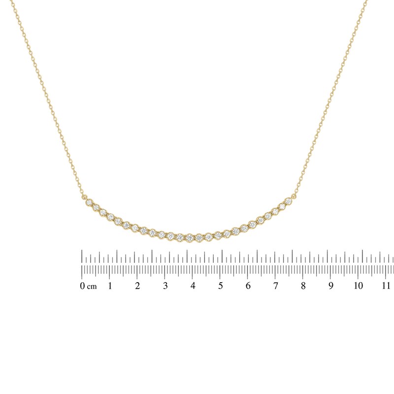 Main Image 3 of 1 CT. T.W. Diamond Curved Bar Necklace in 10K Gold