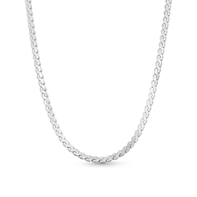 Main Image 1 of 4.5mm Diamond-Cut Serpentine Link Chain Necklace in Solid Sterling Silver - 18”