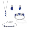 Thumbnail Image 1 of Oval Blue and White Lab-Created Sapphire Drop Pendant, Bolo Bracelet, Earrings and Ring Set in Sterling Silver - Size 7