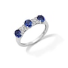 Thumbnail Image 3 of Oval Blue and White Lab-Created Sapphire Drop Pendant, Bolo Bracelet, Earrings and Ring Set in Sterling Silver - Size 7
