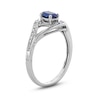Thumbnail Image 3 of Oval Blue and White Lab-Created Sapphire Bypass Frame Drop Pendant, Earrings and Ring Set in Sterling Silver - Size 7