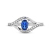 Thumbnail Image 4 of Oval Blue and White Lab-Created Sapphire Bypass Frame Drop Pendant, Earrings and Ring Set in Sterling Silver - Size 7