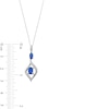 Thumbnail Image 5 of Oval Blue and White Lab-Created Sapphire Bypass Frame Drop Pendant, Earrings and Ring Set in Sterling Silver - Size 7